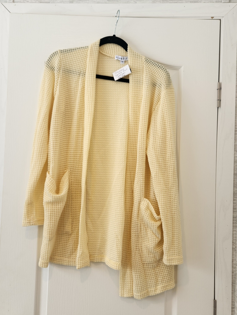 Blakeley Designs Light Yellow Waffle Knit Open Cardigan One Size BNWT
